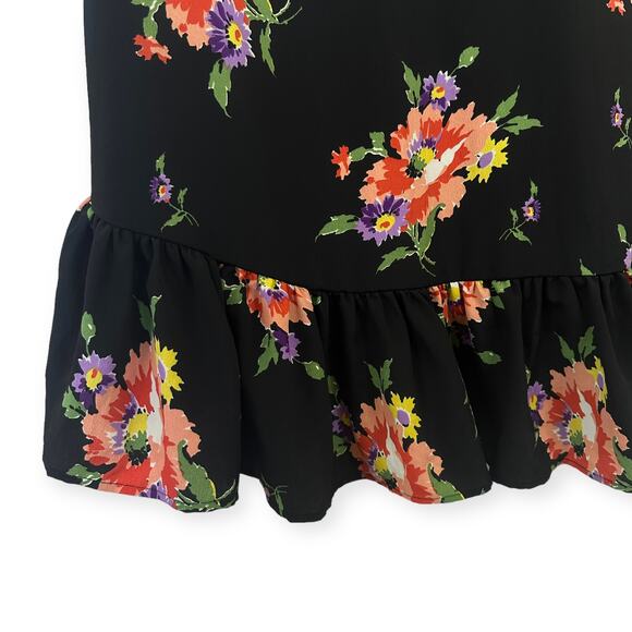 ASOS Design Curve Midi Tea Dress With Cape Back 26 Black Multi Floral Print - Picture 9 of 13